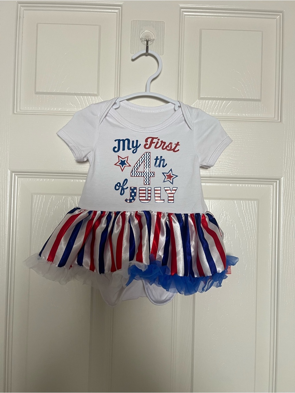 0-3M or 3M My First 4th of July Baby Girl Tutu Onesie - Red White Blue